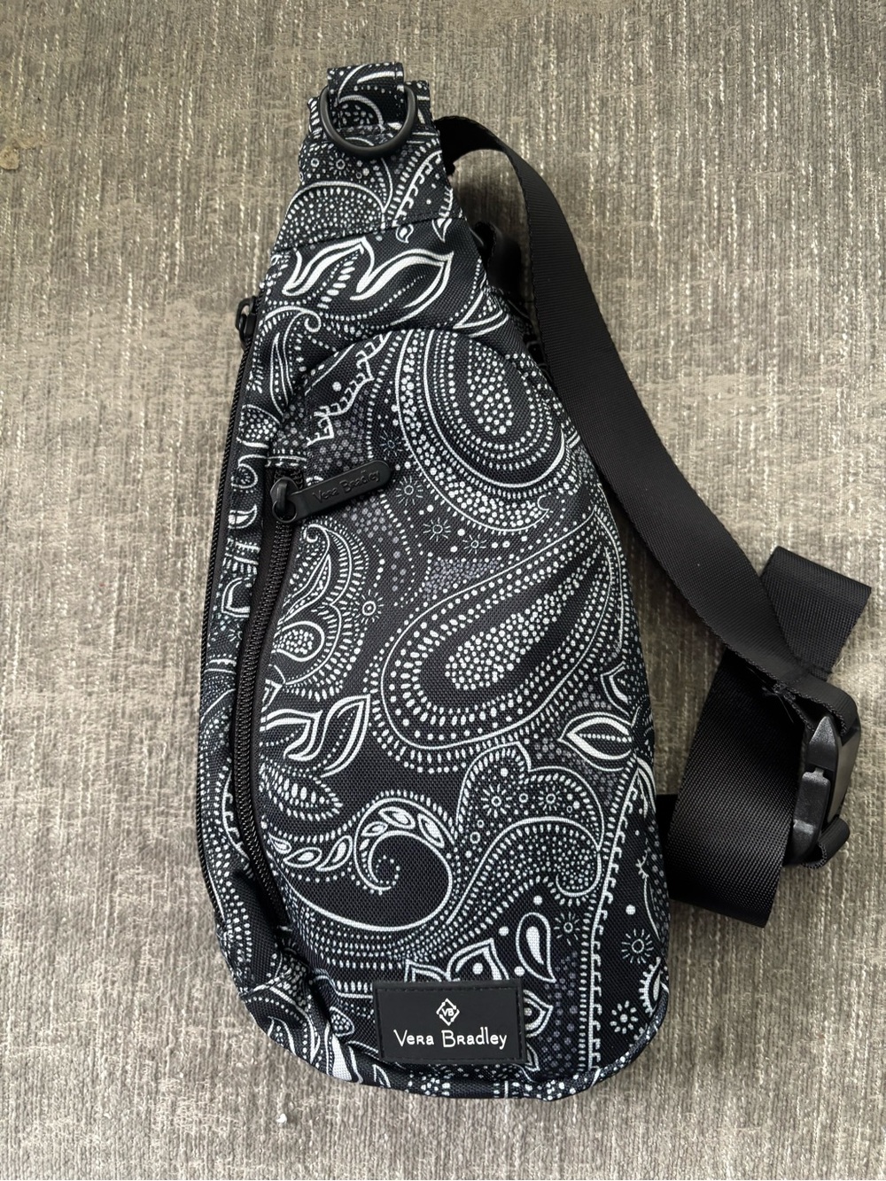 Vera Bradley Black & White Stellar Paisley Small Sling Backpack